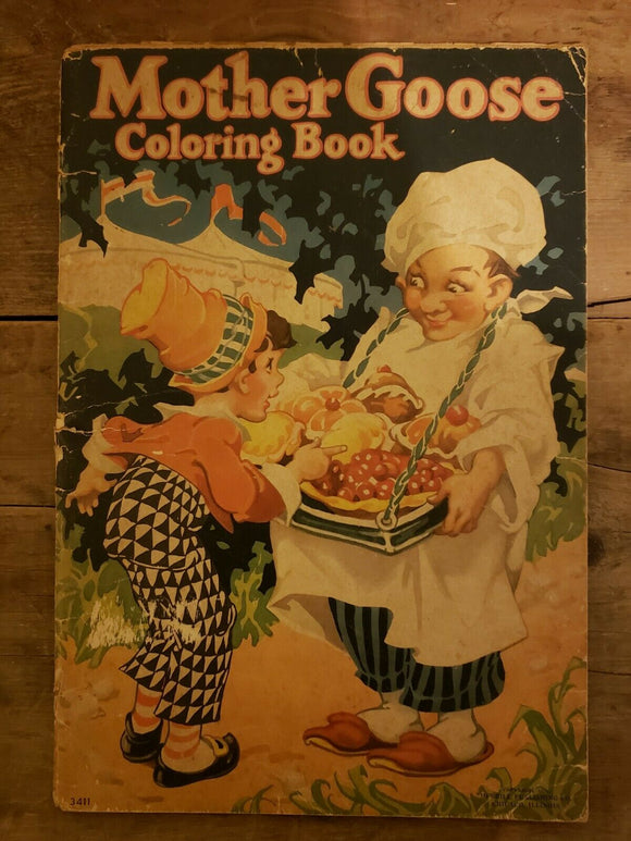 Rare,  Antique,  Mother Goose Coloring Book  by Merrill Publishing Company Chicago, Illinois 1936
